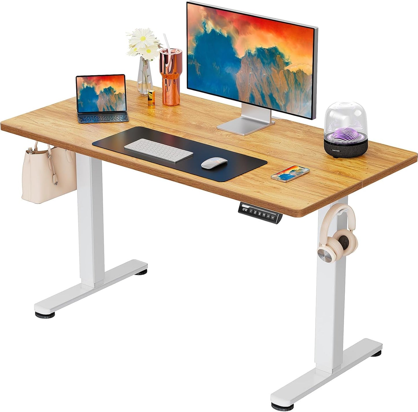 Height Adjustable Electric Standing Desk, 48 X 24 Inches Sit Stand up Desk, Memory Computer Home Office Desk (Black)