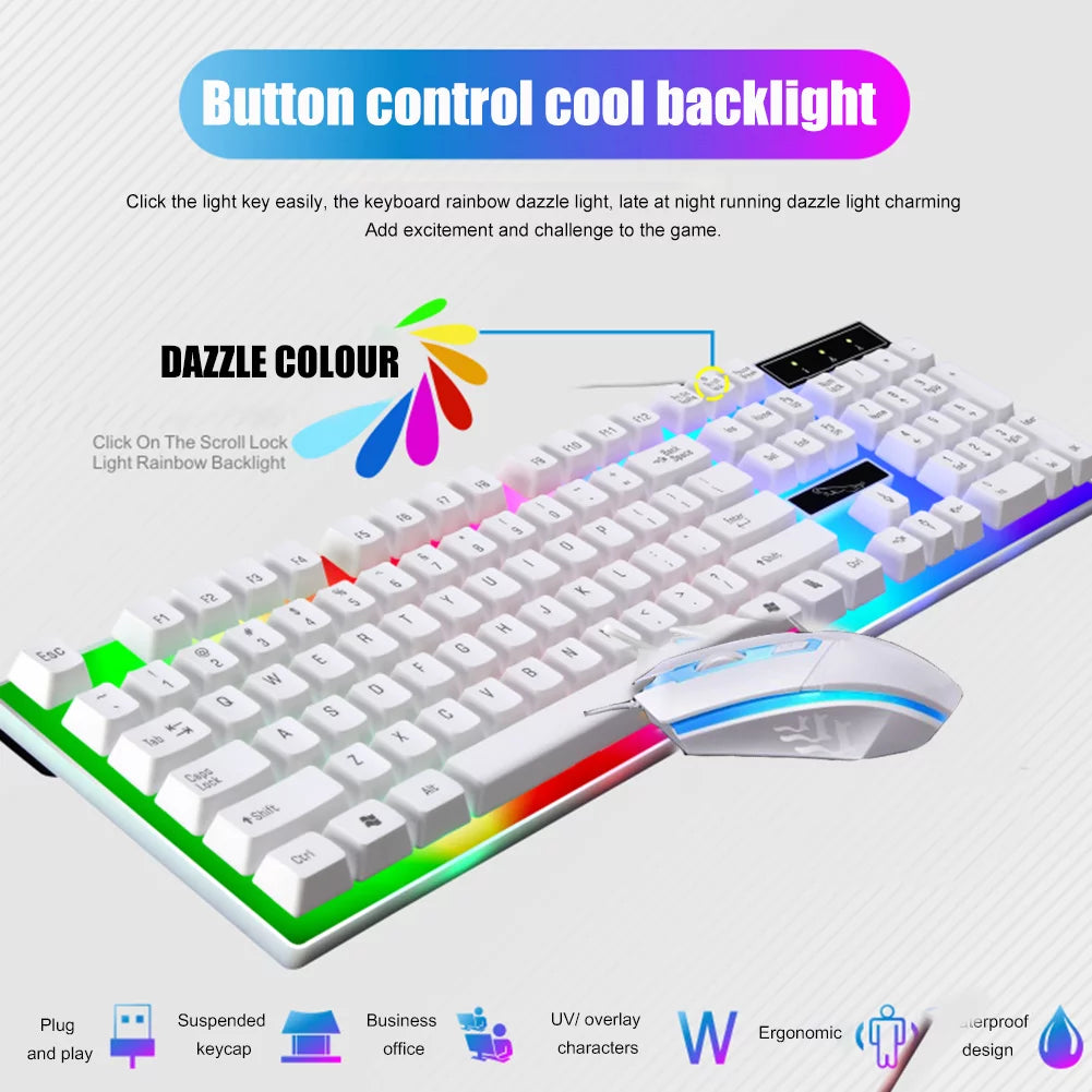 Wired Gaming Keyboard and Mouse Combo, RGB Backlit Gaming Keyboard, Red Backlit Game Keyboard for Windows PC Gamers