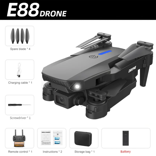 E88 Pro Wi-Fi FPV Drone HD Camera Height Hold Foldable RC Quadcopter for Kids