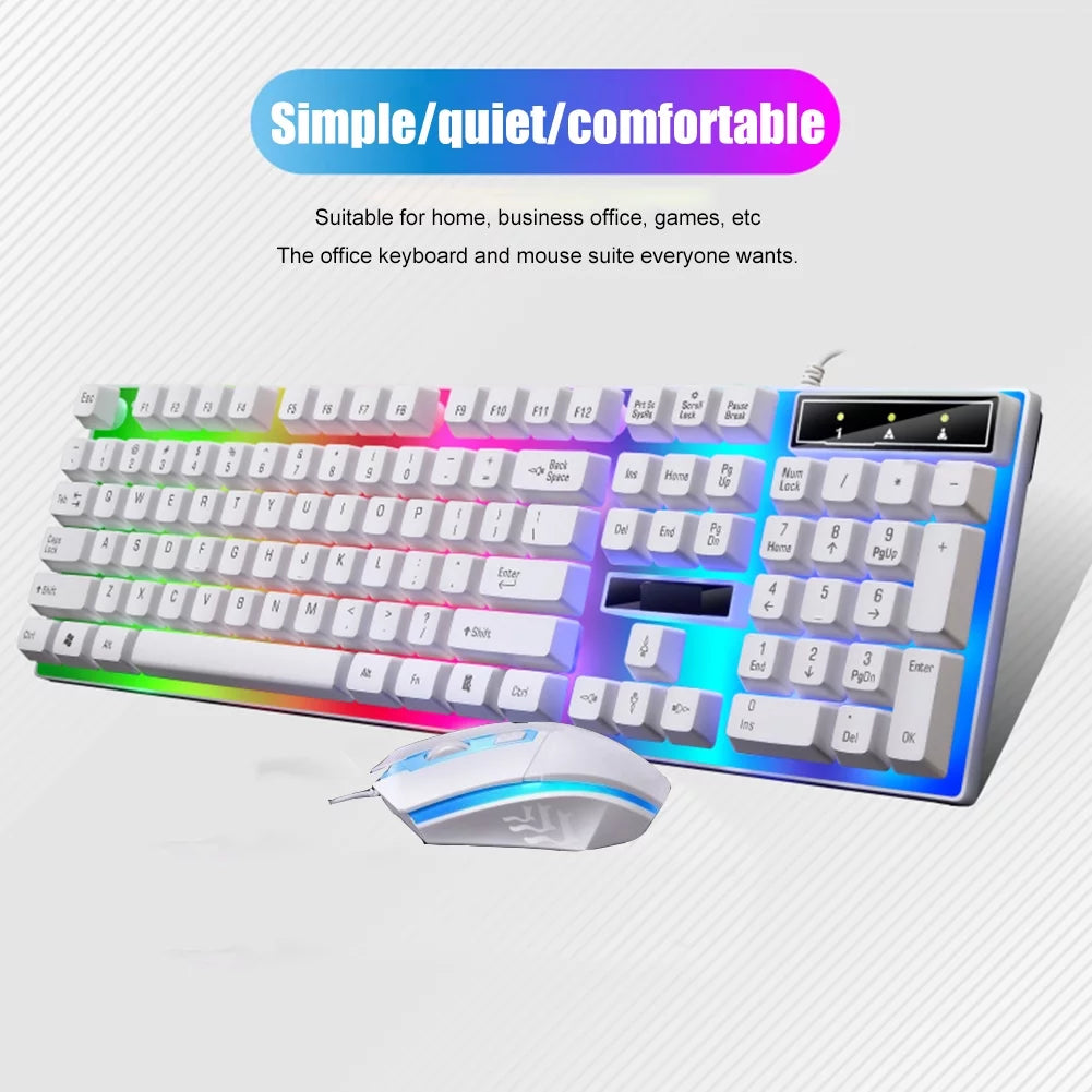 Wired Gaming Keyboard and Mouse Combo, RGB Backlit Gaming Keyboard, Red Backlit Game Keyboard for Windows PC Gamers