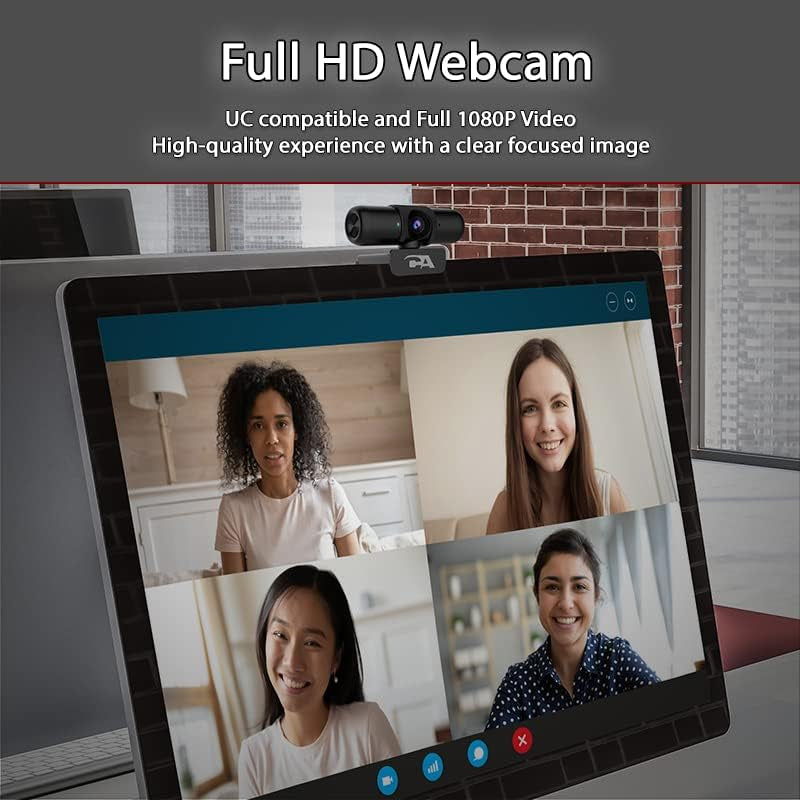 CA Essential Webcam 1080HD-AF – USB Webcam with Microphone for Desktop or Notebooks, 1080P Webcam, HD Auto-Focus and Light Correction, Omni-Directional Microphone (WC-2000)