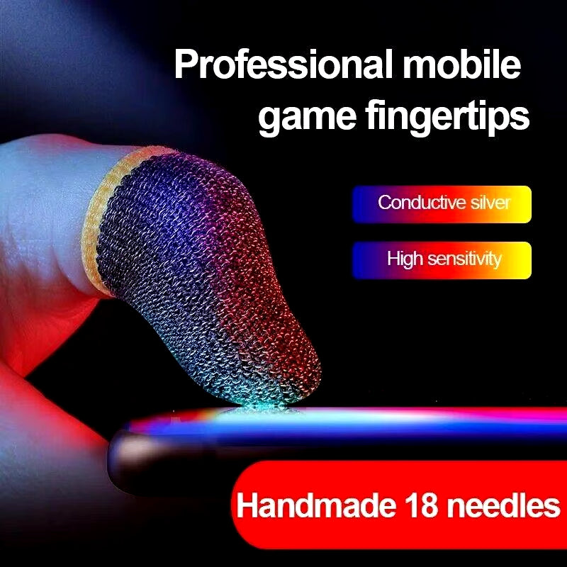 1 Pair Super Thin Gaming Finger Sleeve Breathable Fingertips for Pubg Mobile Games Touch Screen Finger Sleeves for Gaming