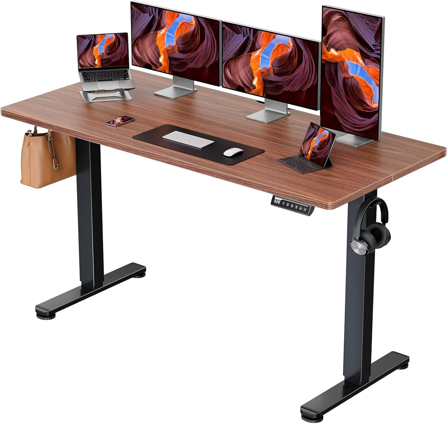 Height Adjustable Electric Standing Desk, 48 X 24 Inches Sit Stand up Desk, Memory Computer Home Office Desk (Black)