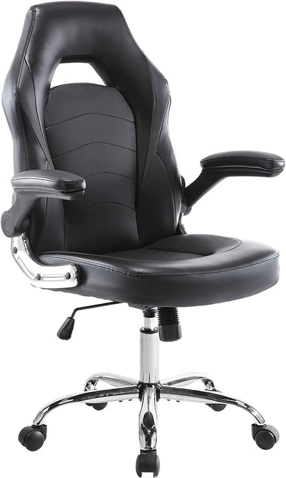 Gaming Chair, Racing Style Bonded Leather Gamer Chair, Ergonomic Office Chair Computer Desk Executive Chair, with Adjustable Height and Flip-Up Arms, Gaming Chair for Adults Teens Kids Men Women