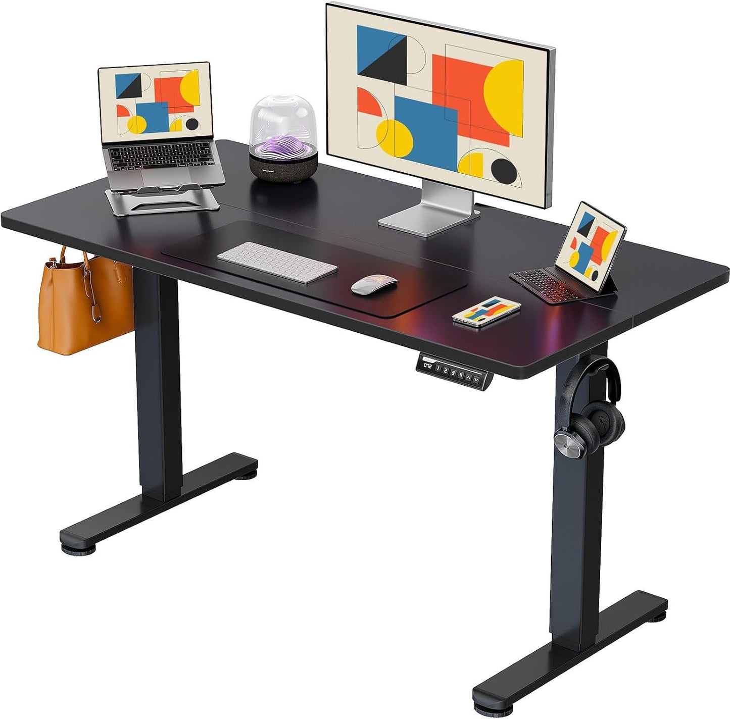 Height Adjustable Electric Standing Desk, 48 X 24 Inches Sit Stand up Desk, Memory Computer Home Office Desk (Black)