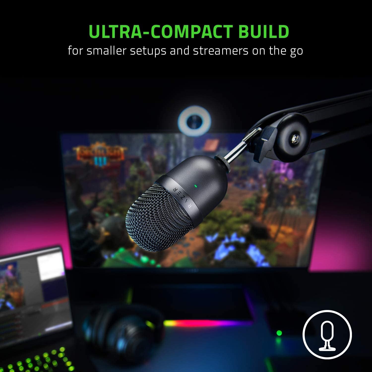 Seiren Mini USB Condenser Microphone: for Streaming and Gaming on PC - Professional Recording Quality - Precise Supercardioid Pickup Pattern - Tilting Stand - Shock Resistant - Classic Black