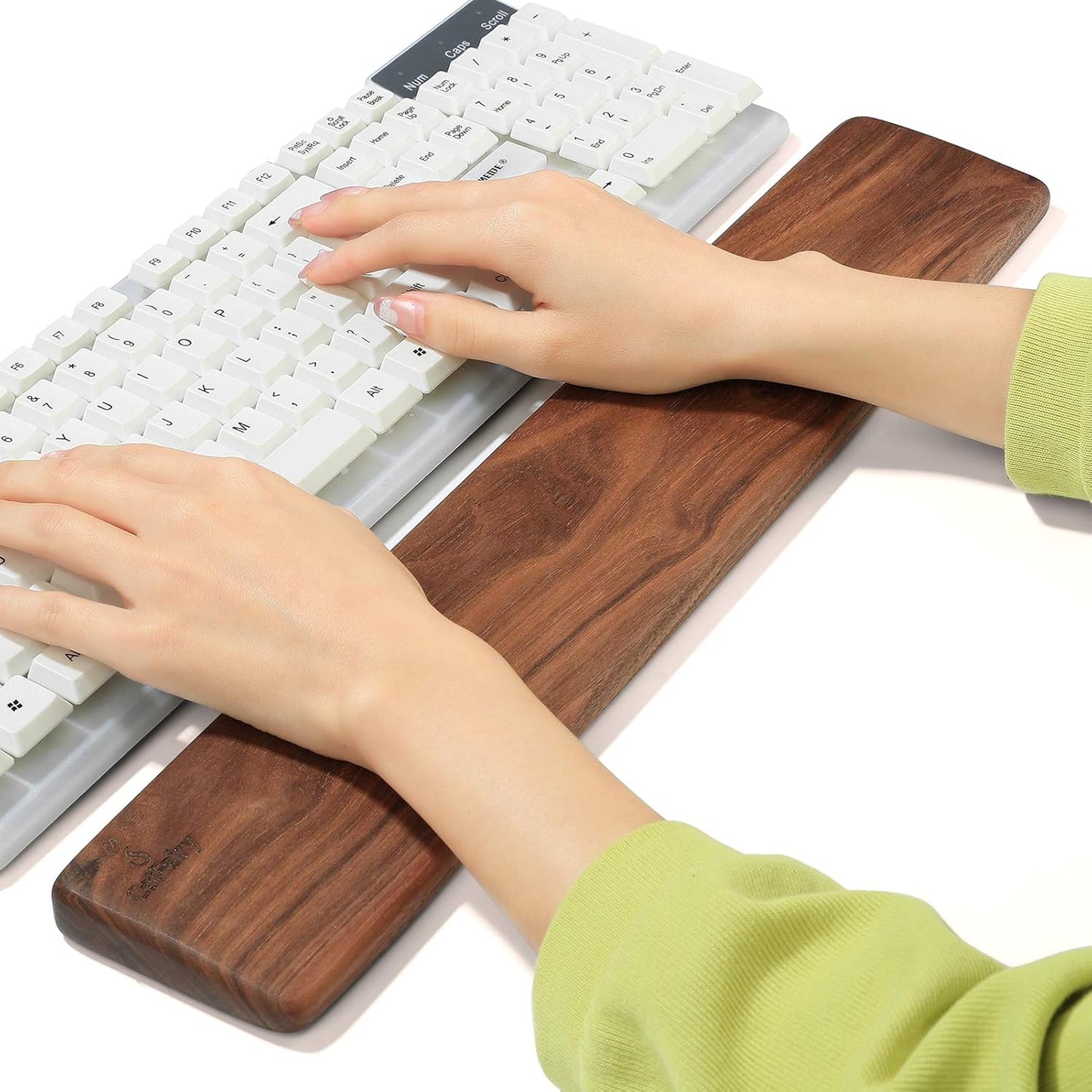 Wooden Keyboard Wrist Rest, Keyboard Wooden Palm Rest, Keyboard Wrist Rest Pad, Solid Wood Mouse Pad Wrist Guard, Wenge Wood Wrist Rest, Wrist Pad for Keyboard, (Wenge, 14.2In)