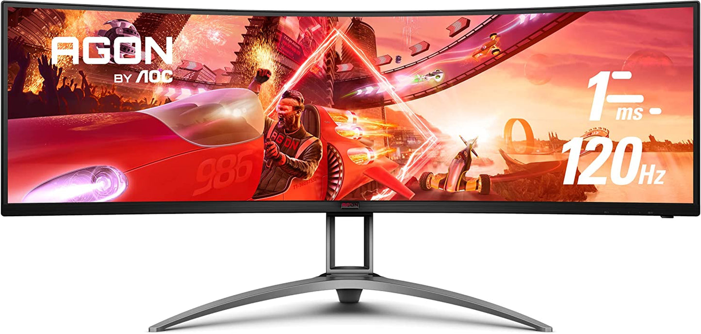 AGON Curved Gaming Monitor 49" (AG493UCX), Dual QHD 5120X1440 @ 120Hz, VA Panel, 1Ms Adaptive-Sync, 121% Srgb, Height Adjustable, 4-Yr Zero Dead Pixels Manufacturer Guarantee