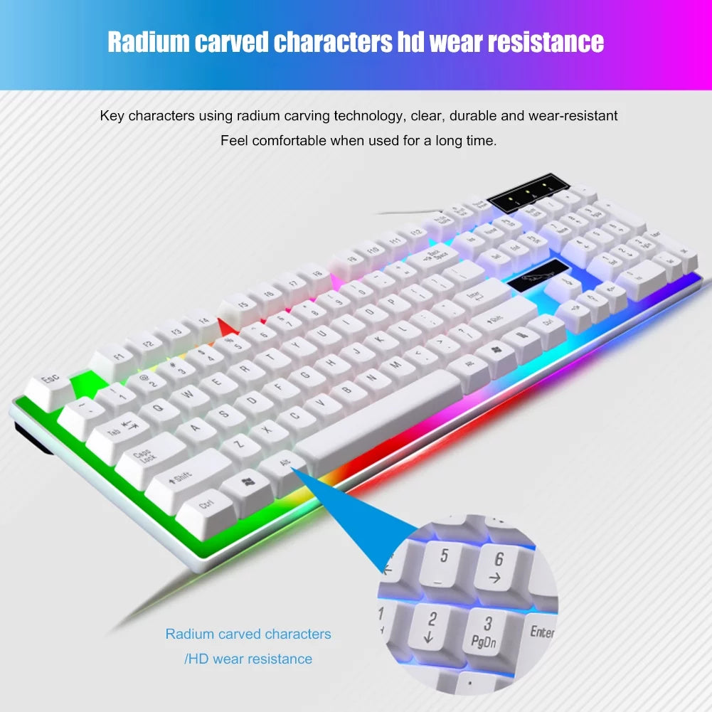 Wired Gaming Keyboard and Mouse Combo, RGB Backlit Gaming Keyboard, Red Backlit Game Keyboard for Windows PC Gamers