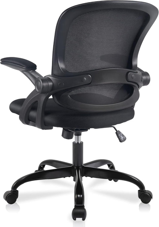 Office Chair, Ergonomic Desk Chair, Breathable Mesh Computer Chair Swivel Home Desk Gaming Chair with Wheels and Flip-Up Armrests, Adjustable Height for Conference Room (Black)