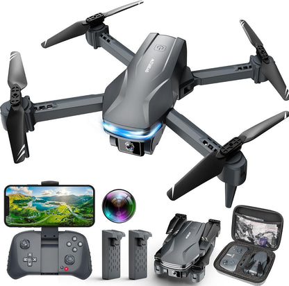 1080P HD FPV Drone– Foldable,Voice Gesture Control with Carrying Case, One Key Take Off/Land, Optical Flow,Waypoint, Fly,360° Flip