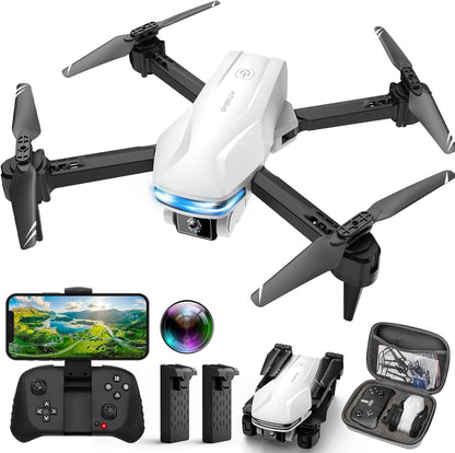 1080P HD FPV Drone– Foldable,Voice Gesture Control with Carrying Case, One Key Take Off/Land, Optical Flow,Waypoint, Fly,360° Flip