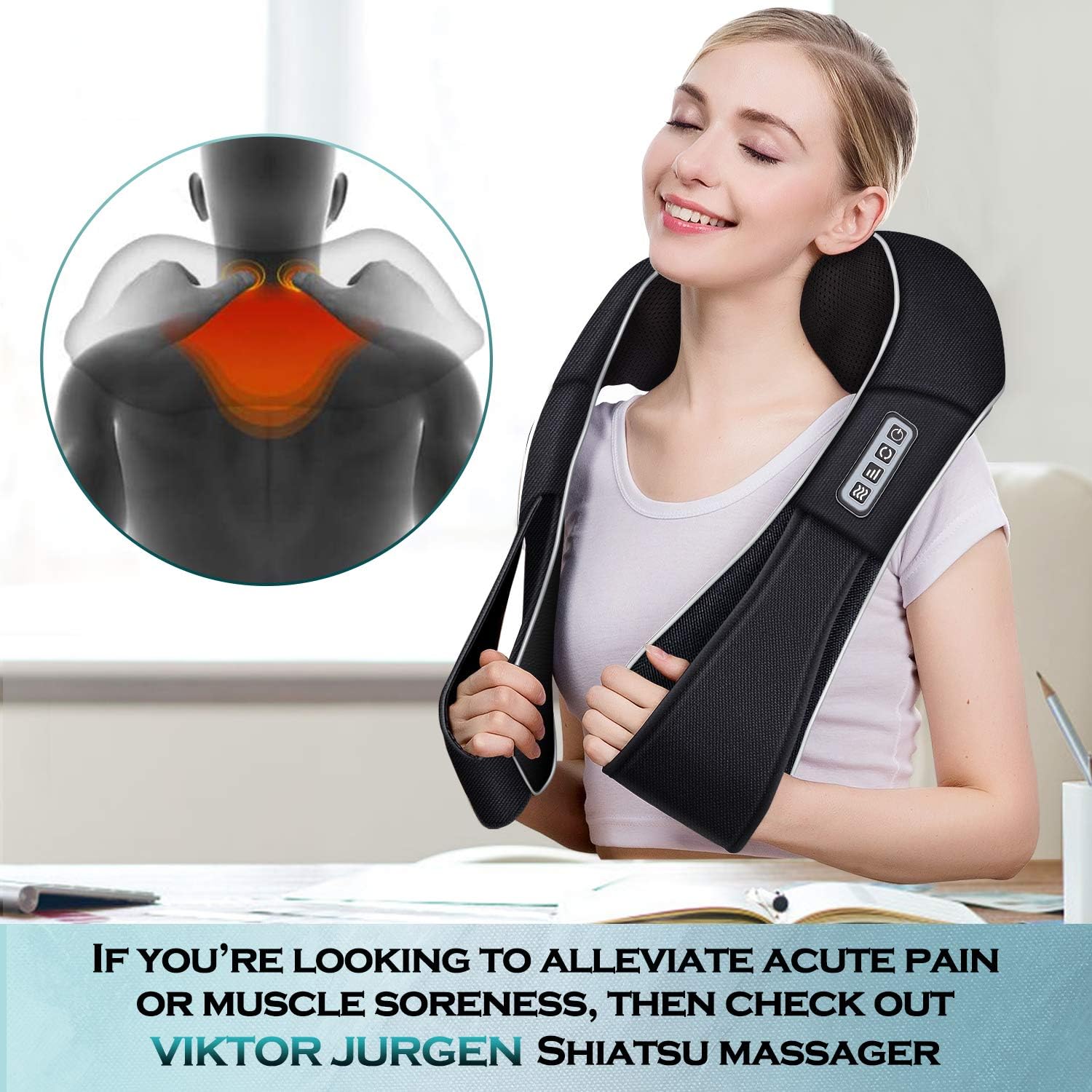 Shiatsu Neck and Shoulder Massager with Heat Deep Tissue Kneading Sports Recovery Massagers for Back, Foot, and Relaxation