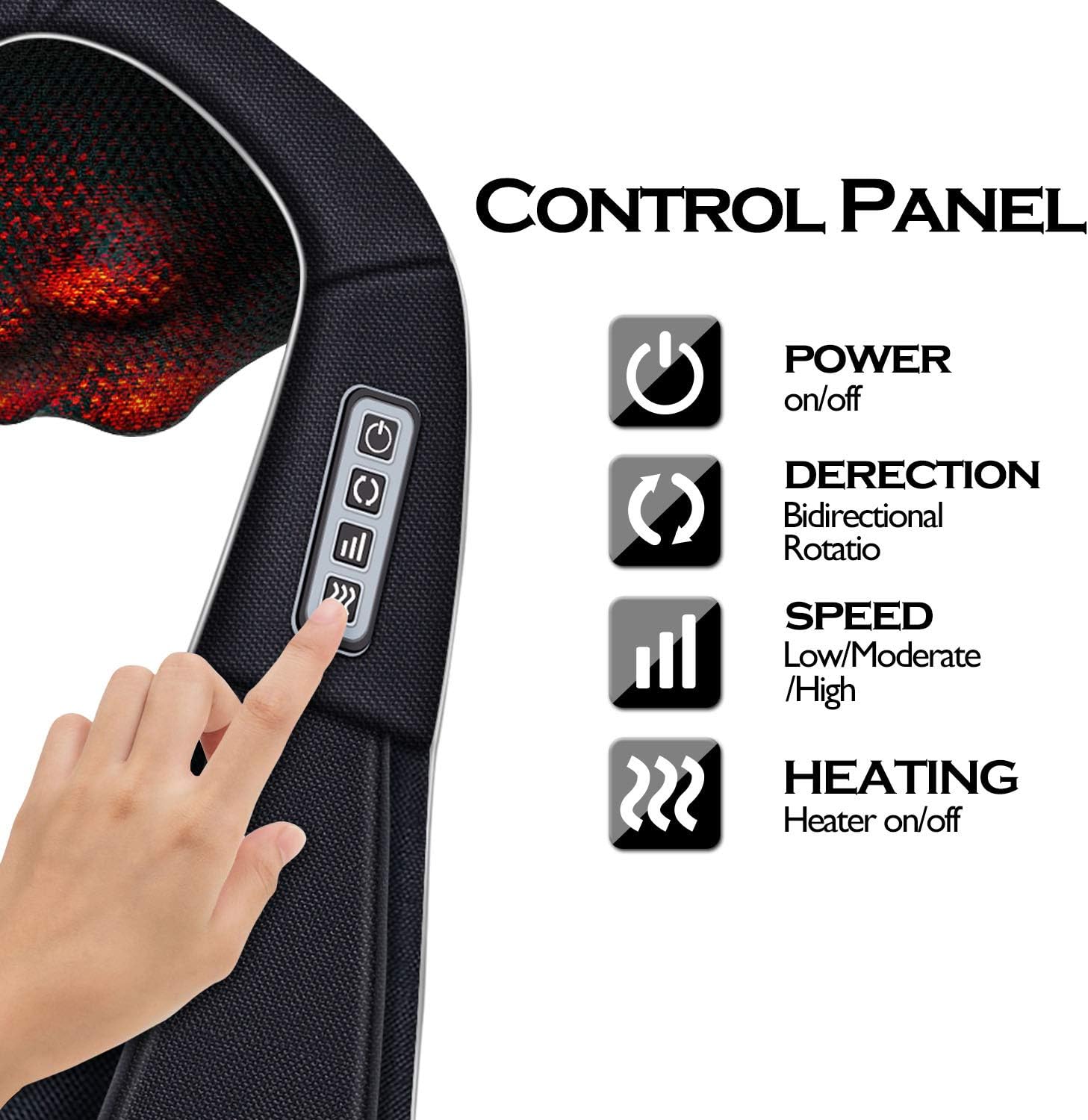 Shiatsu Neck and Shoulder Massager with Heat Deep Tissue Kneading Sports Recovery Massagers for Back, Foot, and Relaxation