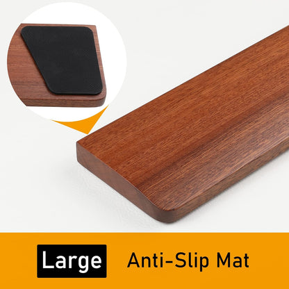 Wooden Keyboard Wrist Rest, Ergonomic Gaming Keyboard Wrist Rest Pad with Anti-Slip Mat, Ebony Wrist Pain Relief for Office, Gaming, Typing, Computer