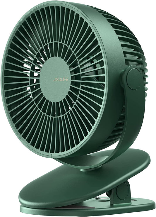 Clip on Baby Stroller Fan, 4000Mah Battery Operated Fan, Portable Personal Small Fan, Quiet & Narrow Slot Design, 4 Speeds, Max 14 Hrs, Ideal for Bed, Desk, Car Seat - Dark Green