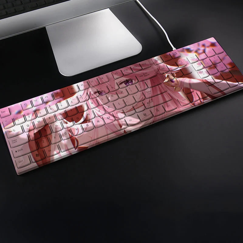 Yae Miko Anime Keyboard Genshin Impact Gaming Keyboards 104 Keys USB Wired Custom Keyboard Cute Office Computer Accessories