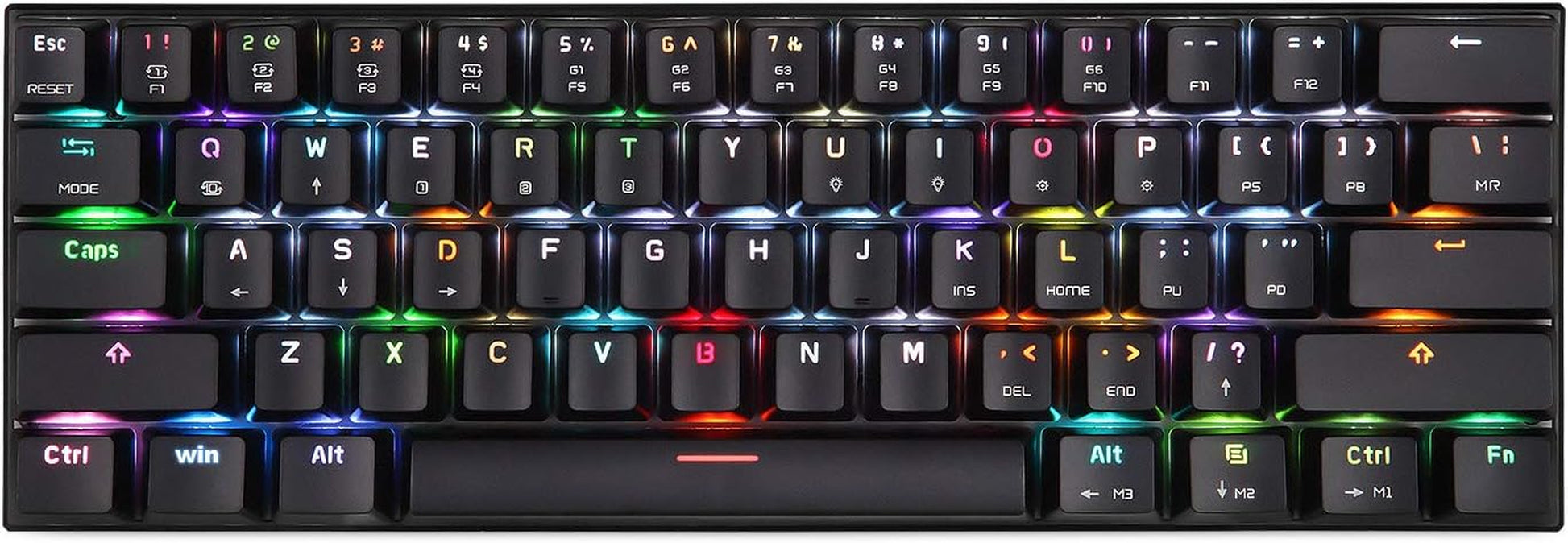 60% Dual-Mode Bt5.0/Type-C Mechanical Keyboard, 61 Keys Bluetooth Mechanical Keyboard,Gaming/Office Keyboard for Pc/Mac Gamer (Red Switch, Black)