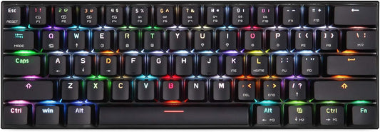 60% Dual-Mode Bt5.0/Type-C Mechanical Keyboard, 61 Keys Bluetooth Mechanical Keyboard,Gaming/Office Keyboard for Pc/Mac Gamer (Red Switch, Black)