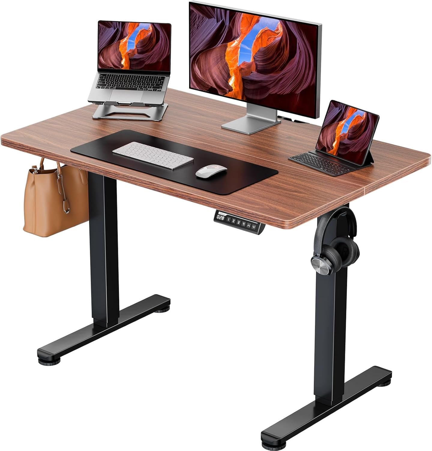 Height Adjustable Electric Standing Desk, 48 X 24 Inches Sit Stand up Desk, Memory Computer Home Office Desk (Black)