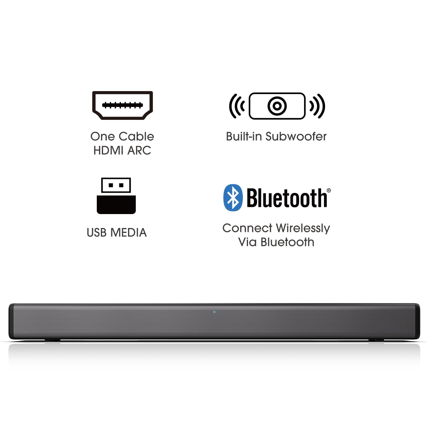 HS214 2.1 Channel Sound Bar with Built-In Subwoofer