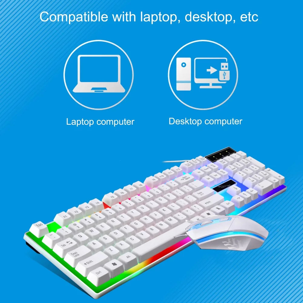 Wired Gaming Keyboard and Mouse Combo, RGB Backlit Gaming Keyboard, Red Backlit Game Keyboard for Windows PC Gamers