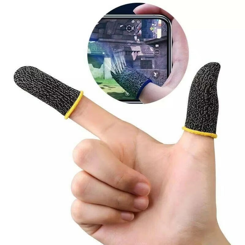 1 Pair Super Thin Gaming Finger Sleeve Breathable Fingertips for Pubg Mobile Games Touch Screen Finger Sleeves for Gaming