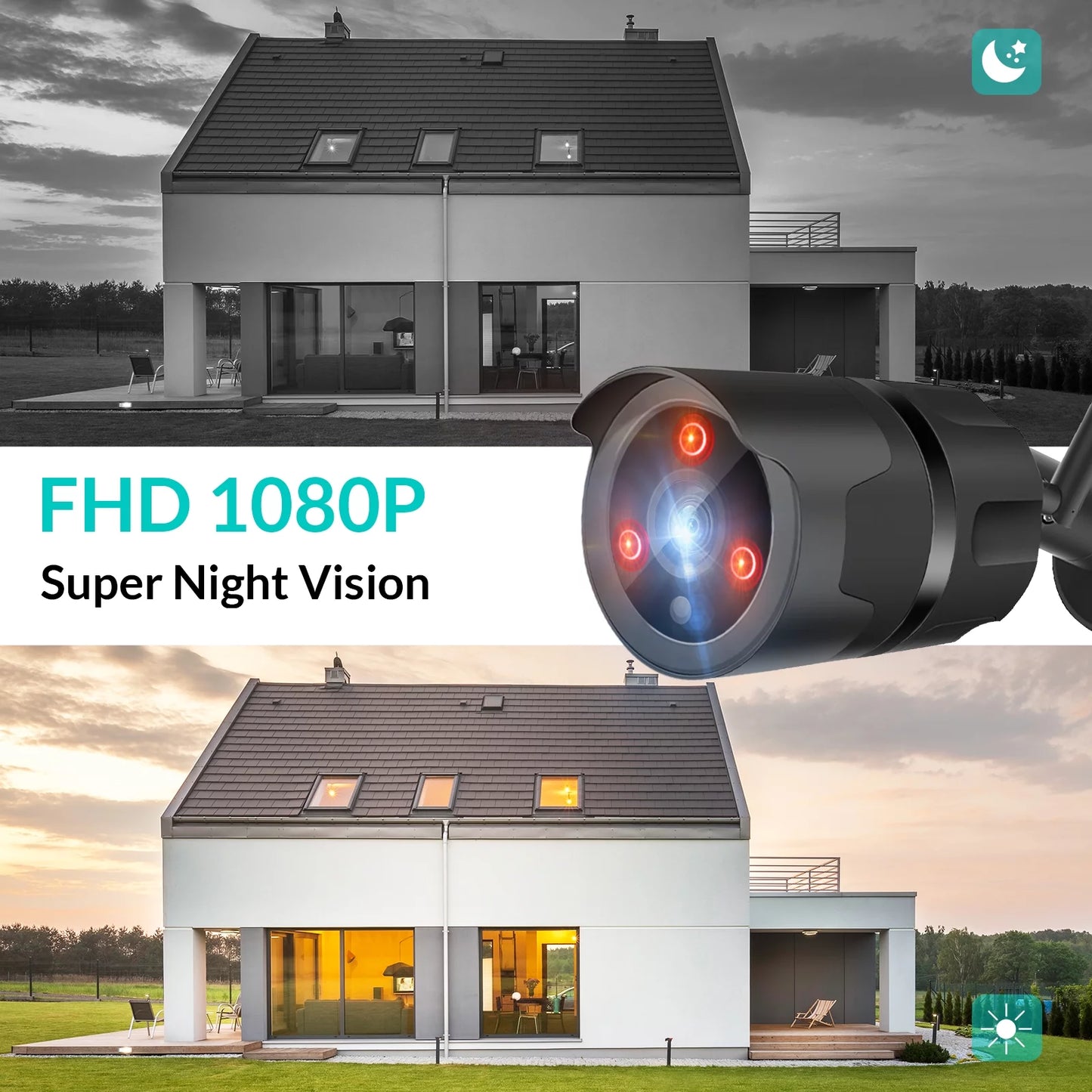 Outdoor Security Camera, 1080P Wireless Wi-Fi Security Camera System Surveillance Camera Night Vision (2.4Ghz Wi-Fi Only)