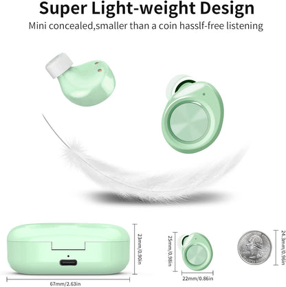 True Wireless Earbuds V5.0 Bluetooth Earbuds Waterpoof LED Sports In-Ear Wireless Headphones,Hd Stereo Sound Bluetooth Wireless Earphone with Charging Case (Green)