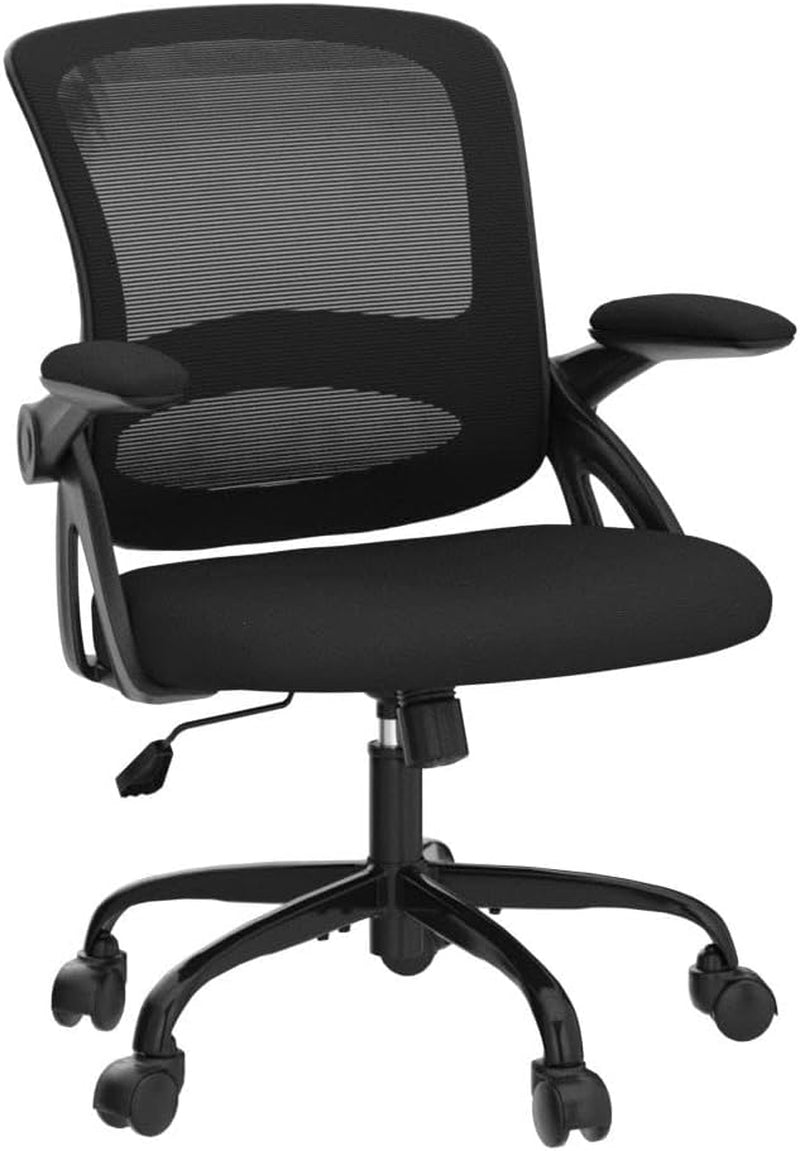 Office Chair, Ergonomic Desk Chair, Breathable Mesh Computer Chair Swivel Home Desk Gaming Chair with Wheels and Flip-Up Armrests, Adjustable Height for Conference Room (Black)