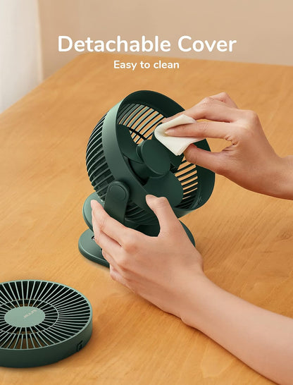 Clip on Baby Stroller Fan, 4000Mah Battery Operated Fan, Portable Personal Small Fan, Quiet & Narrow Slot Design, 4 Speeds, Max 14 Hrs, Ideal for Bed, Desk, Car Seat - Dark Green