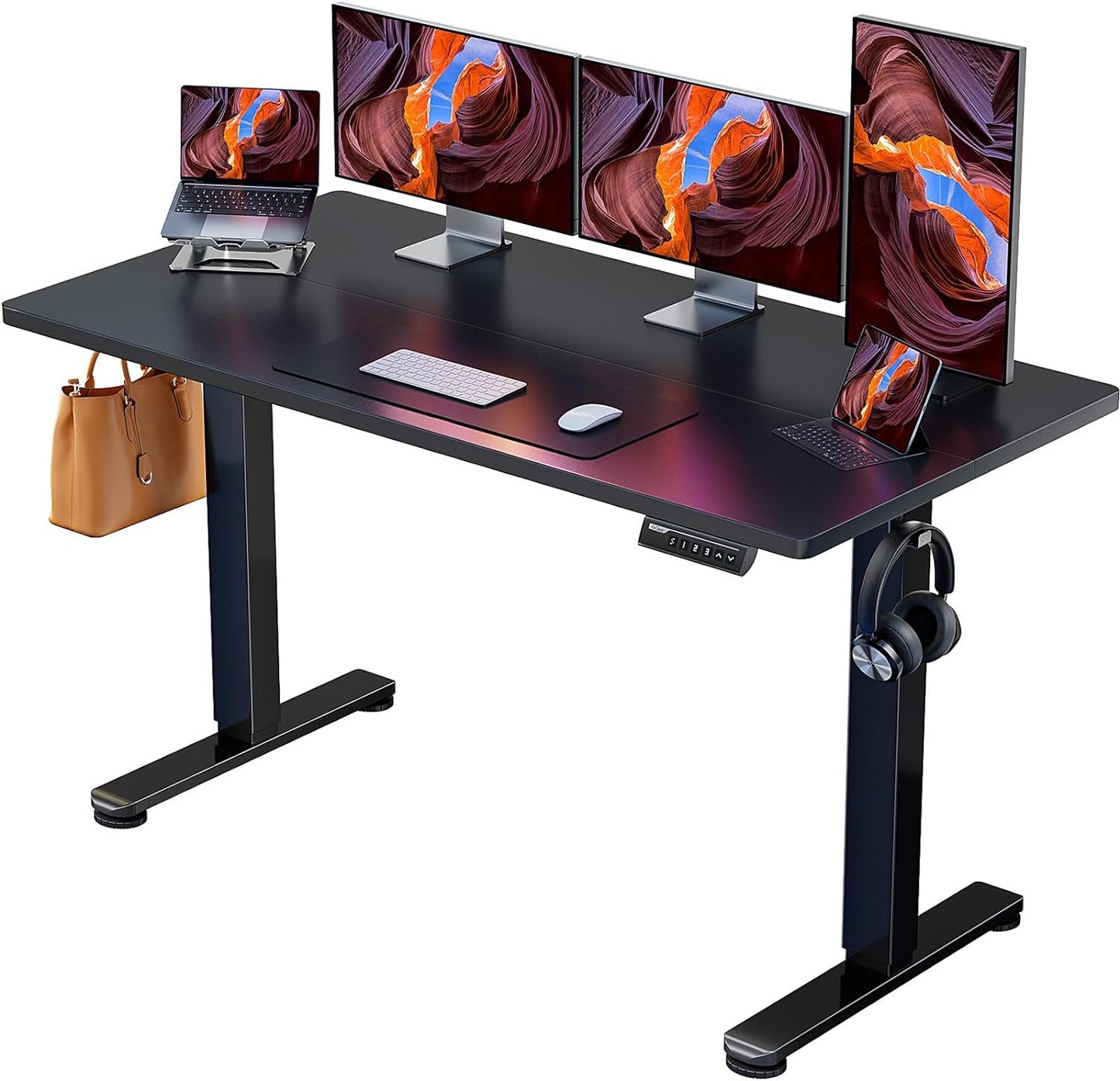 Height Adjustable Electric Standing Desk, 48 X 24 Inches Sit Stand up Desk, Memory Computer Home Office Desk (Black)