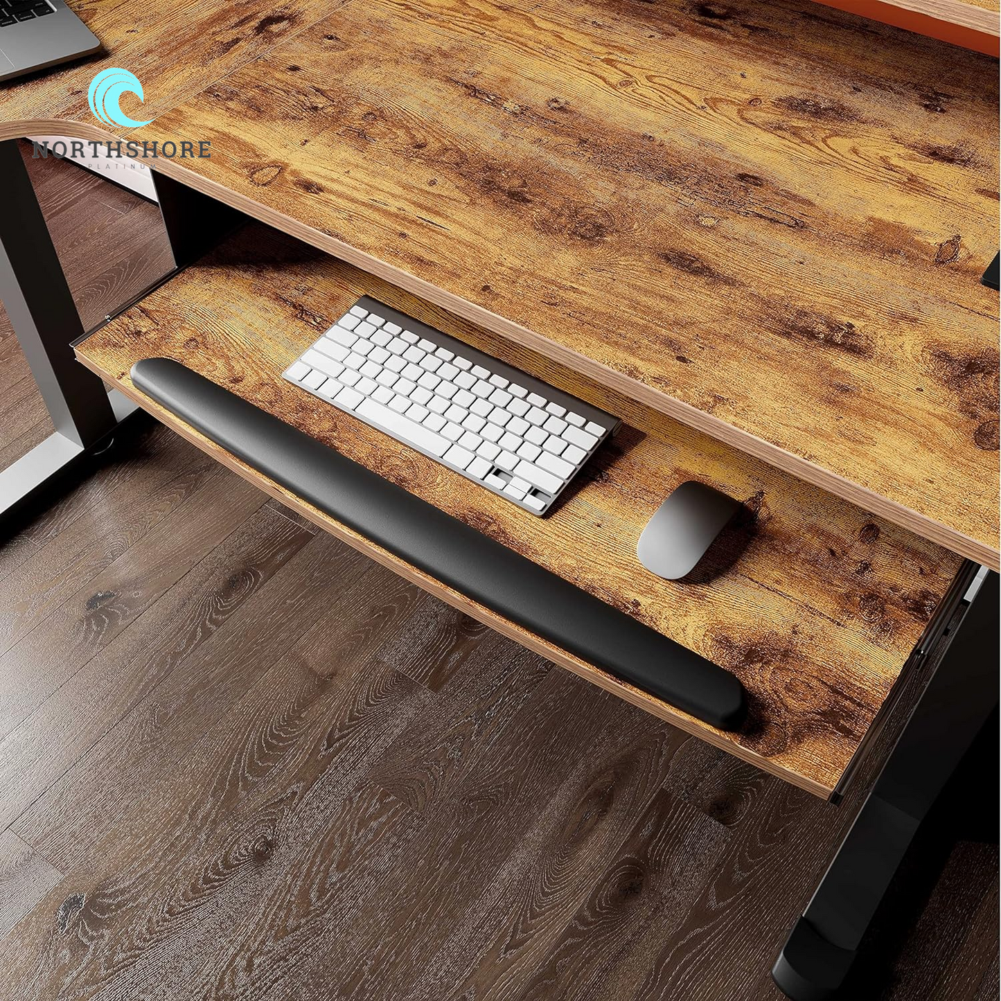 Standing Desk with Keyboard Tray, Computer Desk, 61" L Shaped Electric Adjustable Height Desk W Monitor Stand LED, Corner Sit Stand Desk Gaming Desk, Dual Motor,Left/Rustic Brown