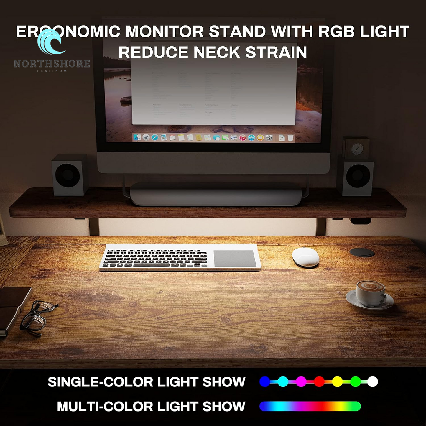 Standing Desk with Keyboard Tray, Computer Desk, 61" L Shaped Electric Adjustable Height Desk W Monitor Stand LED, Corner Sit Stand Desk Gaming Desk, Dual Motor,Left/Rustic Brown